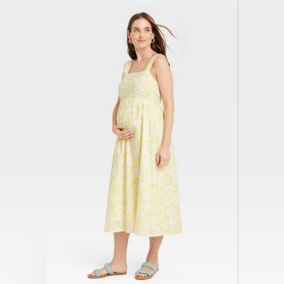 The Nines by HATCH Dresses & Skirts - The Nines by HATCH Tank Maternity Dress Yellow Floral Sz. M